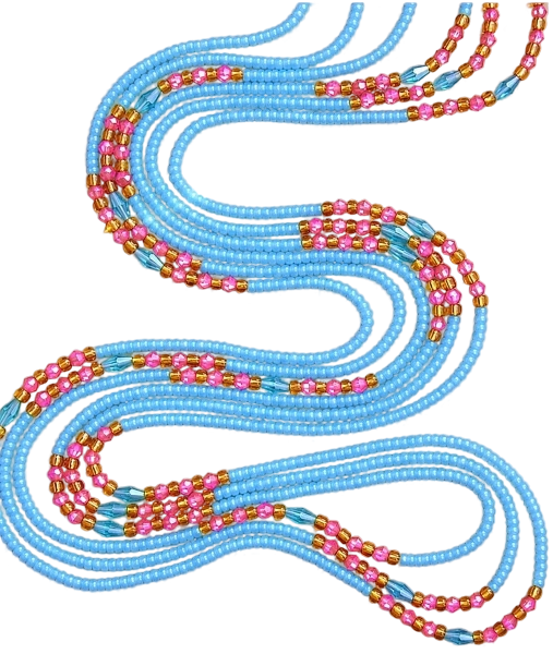 Ocean Breeze | Sky Blue & Magenta Crystal Waist Beads