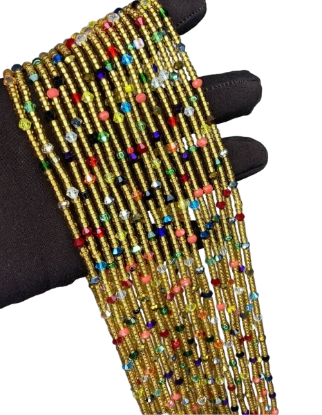 Kaleidoscope Gold Crystal Waist Beads