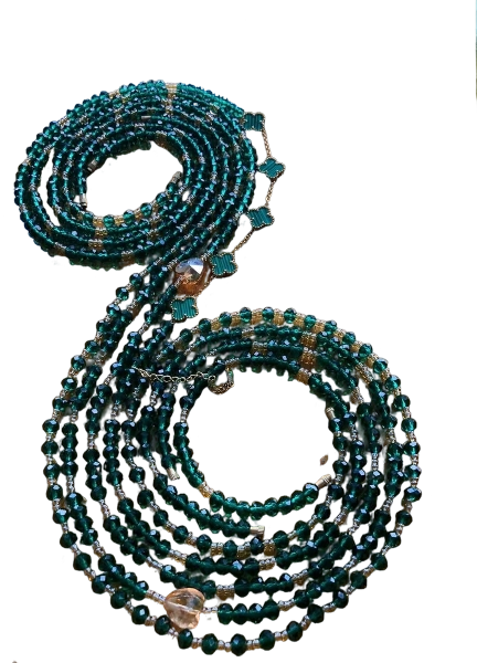 Emerald Empress | Deep Green Faceted Crystals with Clover & Heart Charms
