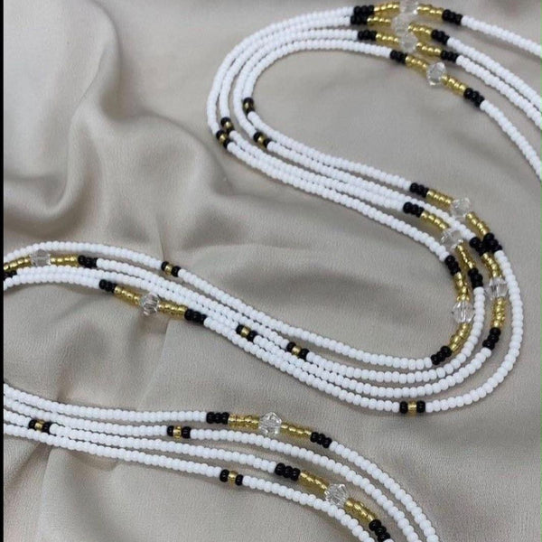 Monochrome Goddess White & Gold Waist Beads